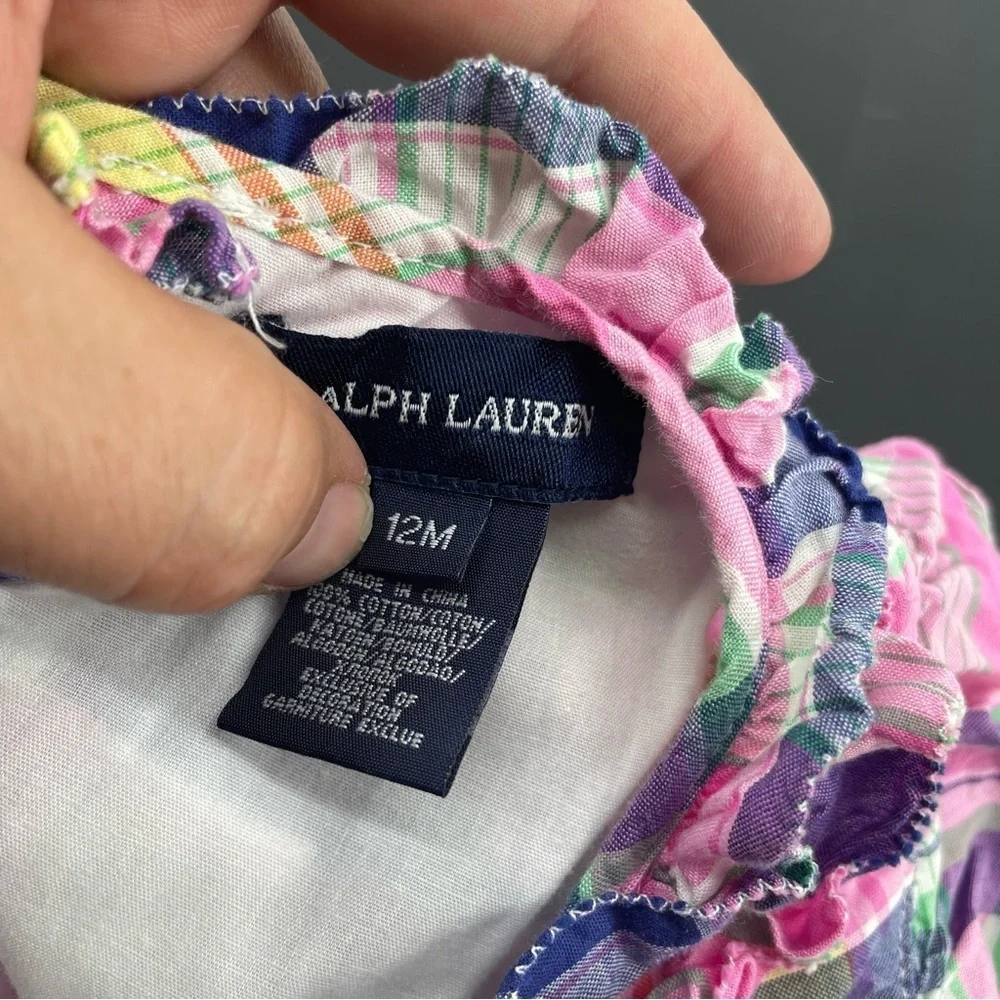 Baby‎ Girls Ralph Lauren Madres Plaid Ruffle Dress. 12 months